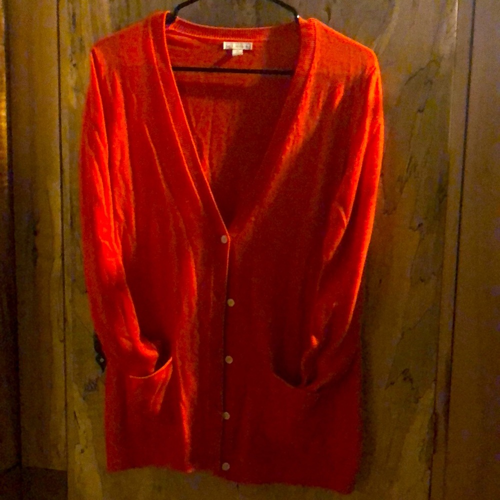 Pumpkin orange cardigan sweater